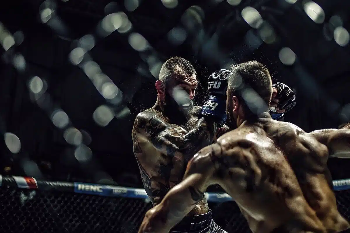 Combat entre deux boxeurs professionnels au championnat international de l'UFC