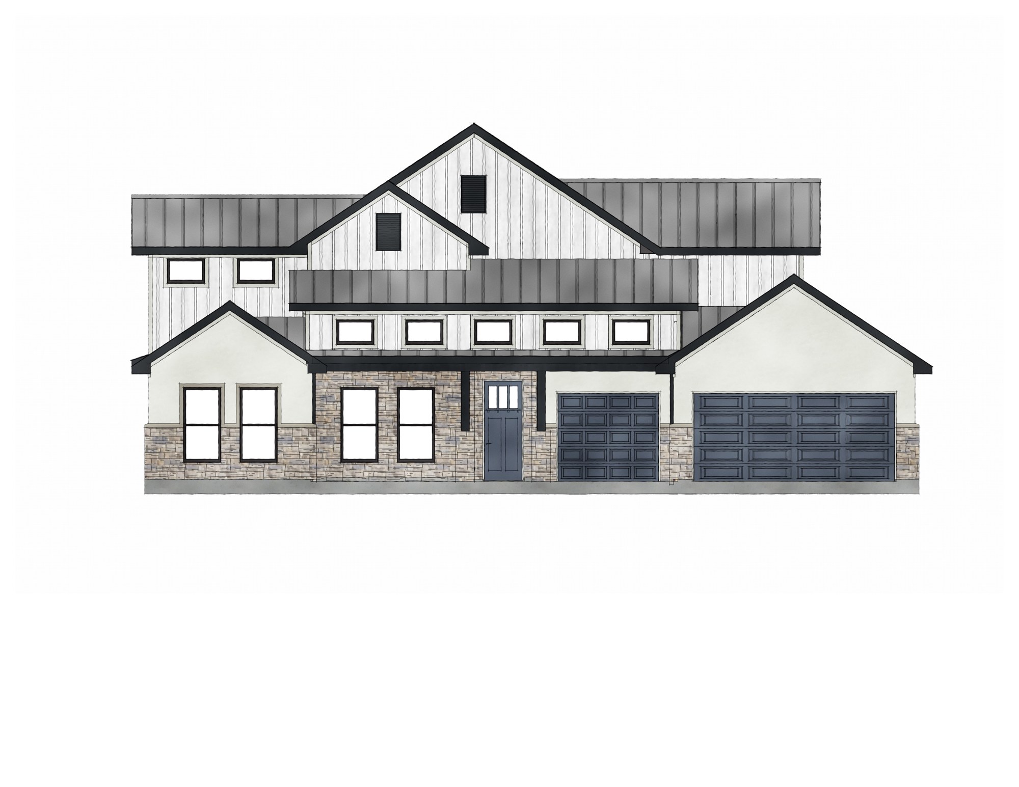 Front elevation drawing of the Driftstone home at 208 Mountain Dew, Horseshoe Bay