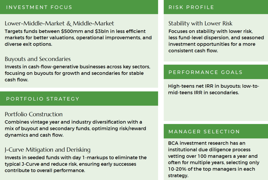 Investment Focus, Risk Profile, Portfolio Strategy, Performance Goals, and Manager Selection