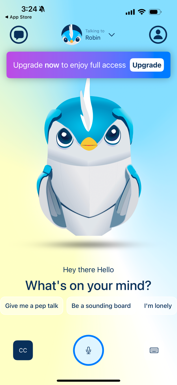 Robyn onboarding upgrade screen