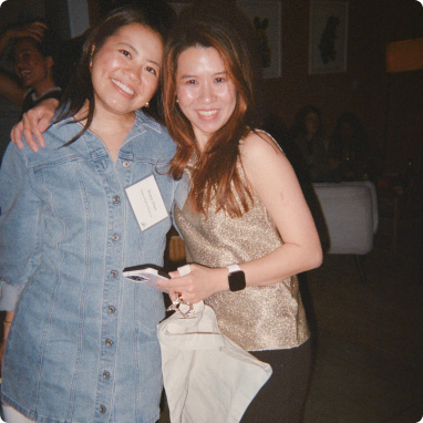 Guest holding phone at the Robyn launch party