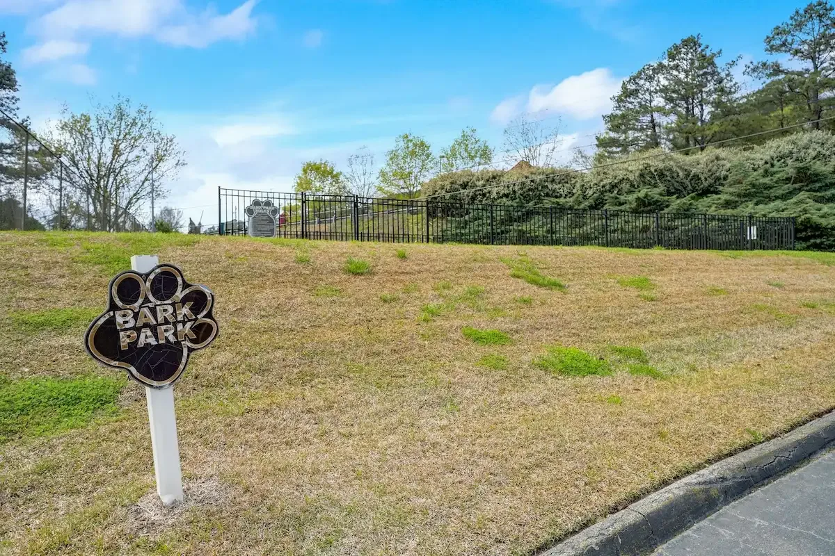 Large fenced bark park at Hills at Hoover