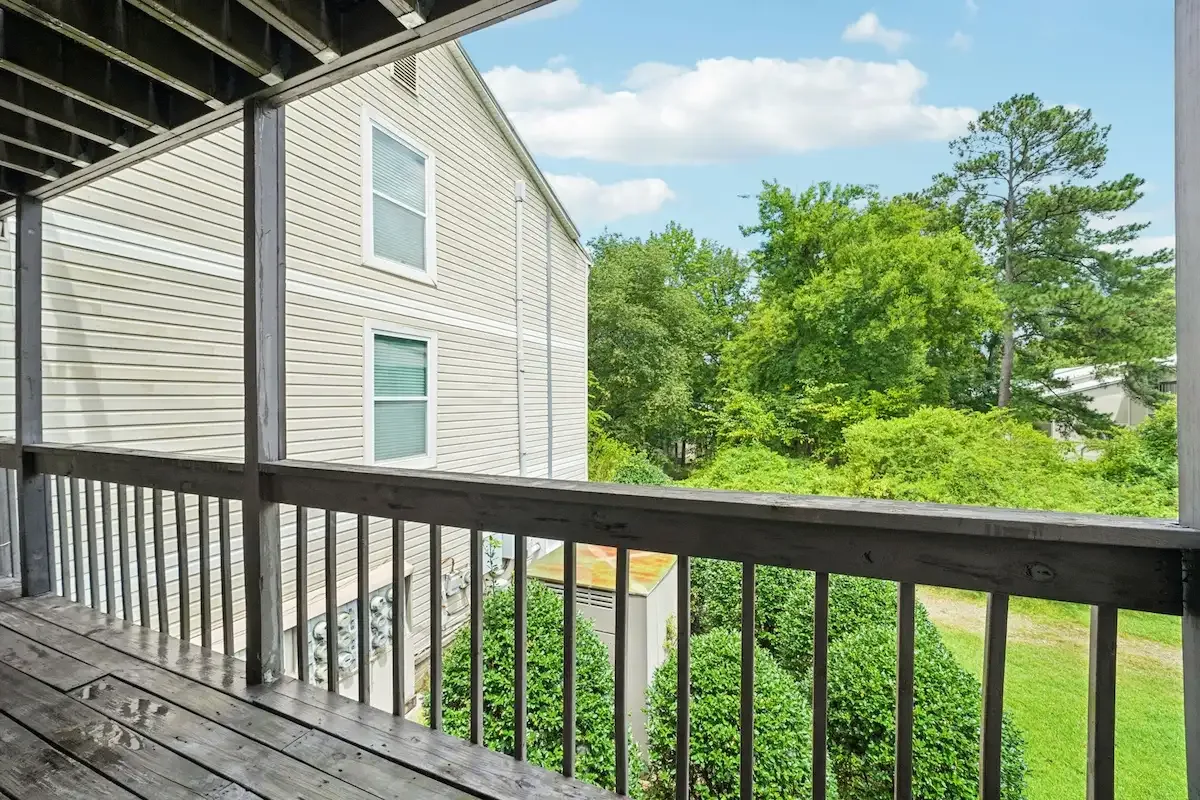 Wooded view from Hills at Hoover balcony, surrounded by Hoover hills