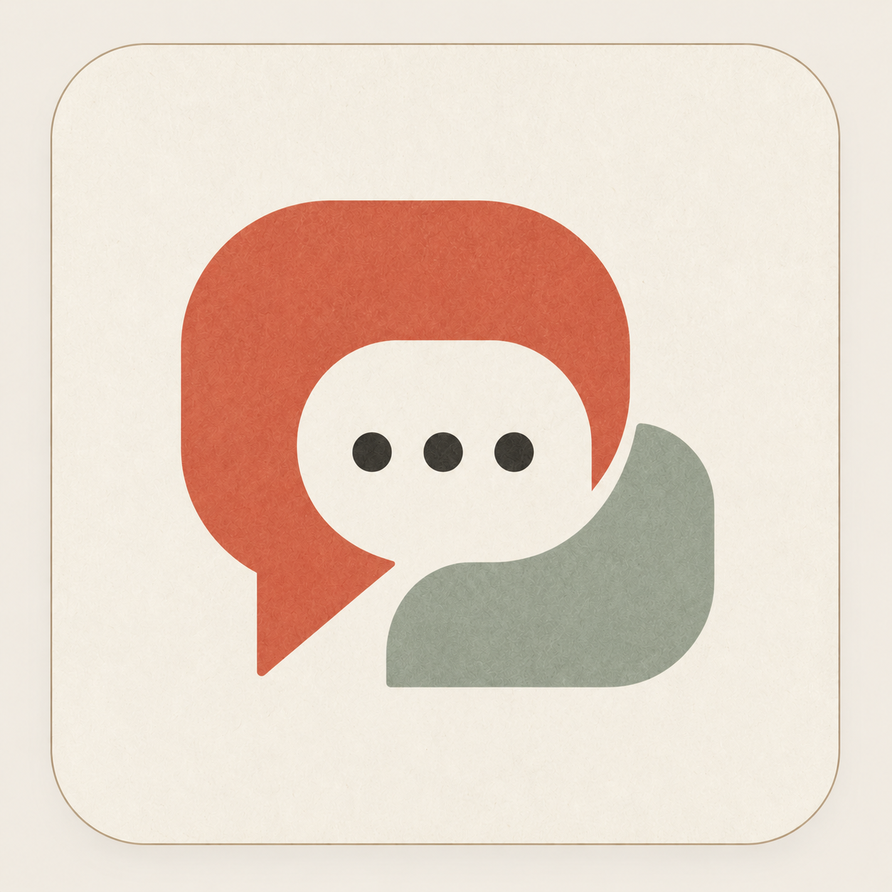 Two overlapping chat bubbles, one red and one green, with three dots in the red bubble.