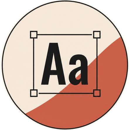 Icon of uppercase and lowercase letter A inside a square with resizing handles on a beige and orange background.
