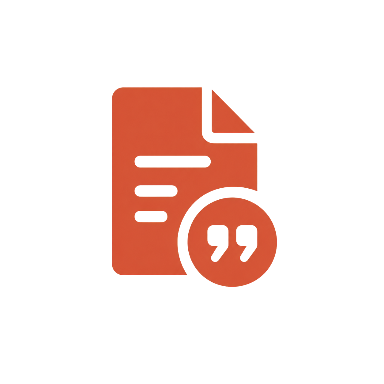Orange file document icon with a speech bubble containing quotation marks.