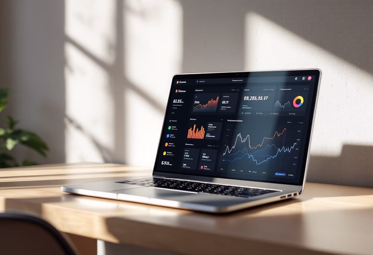 [interface] image of dashboard display on a laptop (for a ai fintech company)