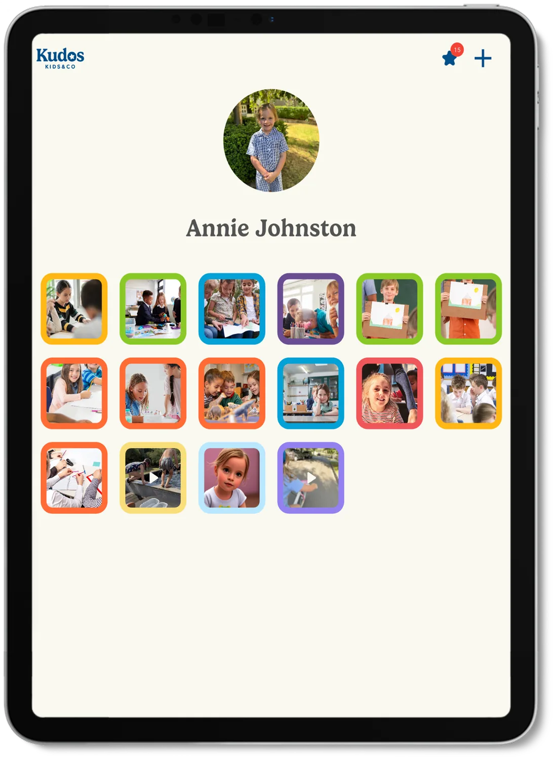 Kudos Kids and Co, child gallery on tablet