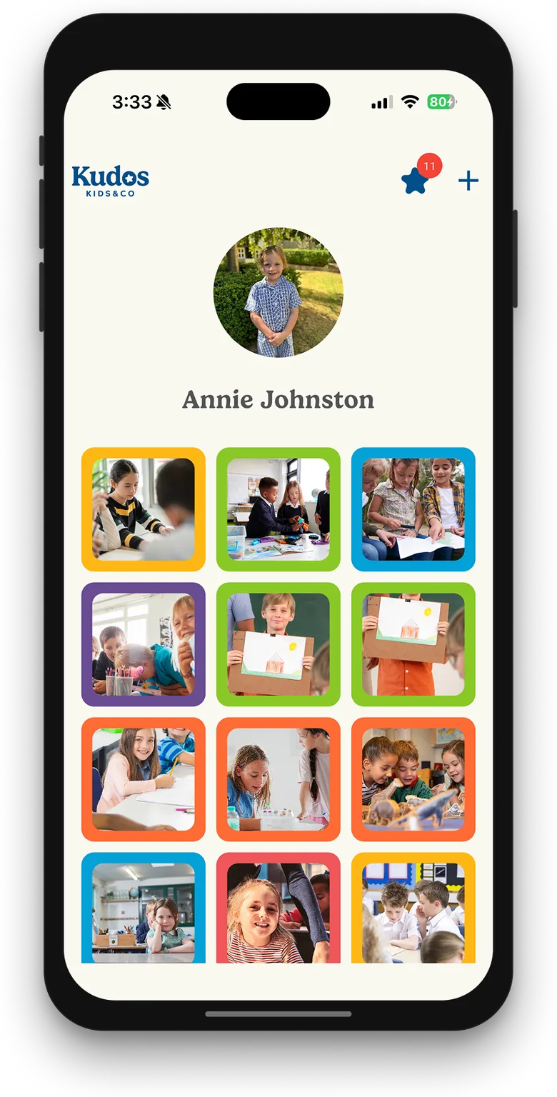 Kudos Kids and Co, child gallery on mobile