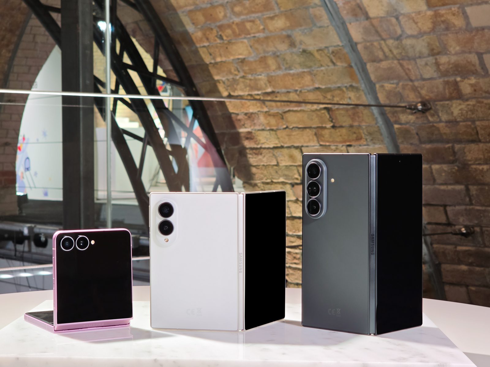 The Galaxy Z Flip8, Z Fold8 and Z Fold8 Ultra on display at Galaxy Unpacked in London