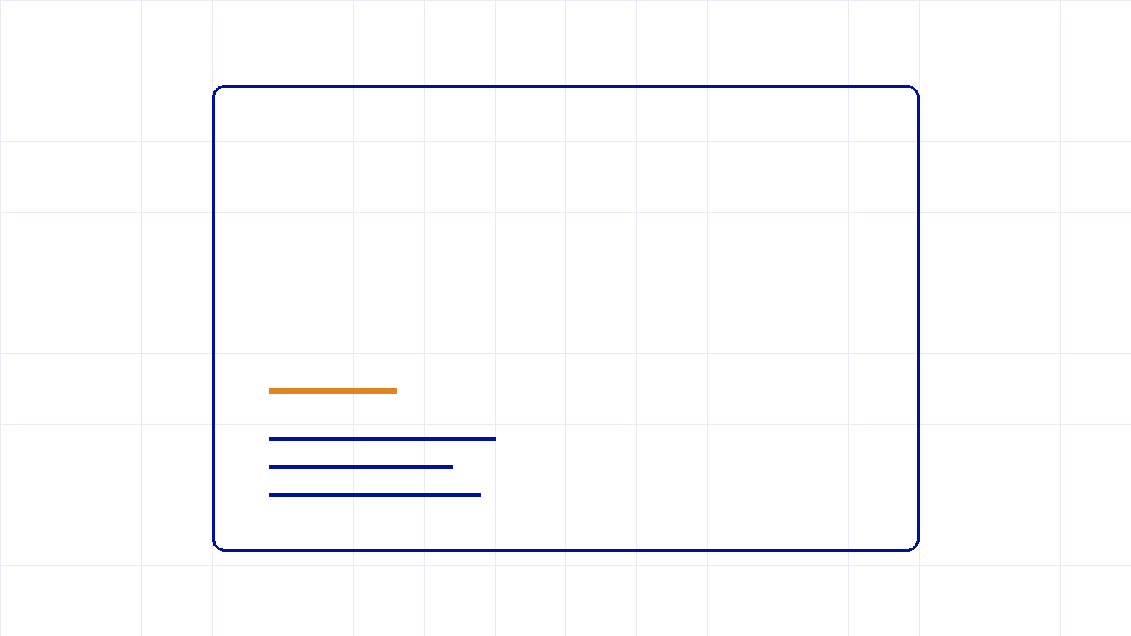 Blueprint diagram of a mostly empty frame with a small block of text