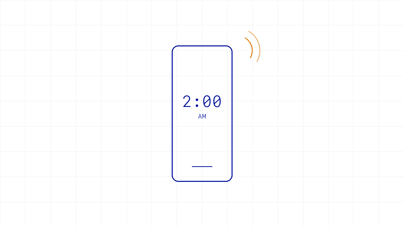 Blueprint diagram of a phone ringing at 2:00 AM