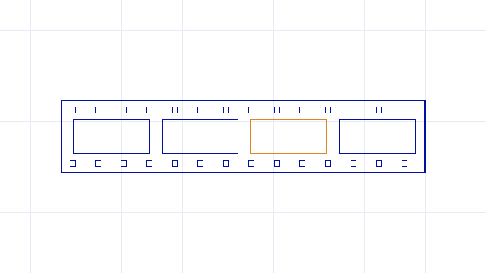 A filmstrip with one frame highlighted in amber