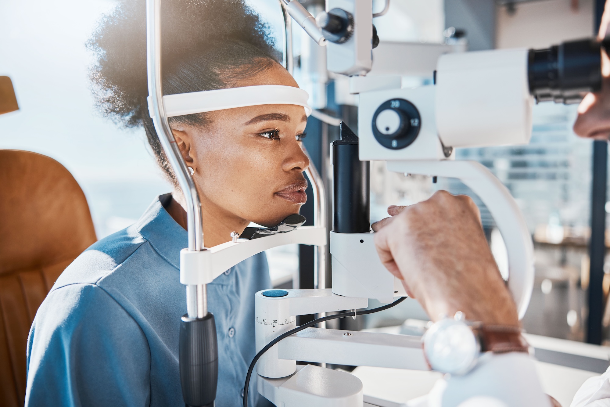 Close-up of eye examination equipment