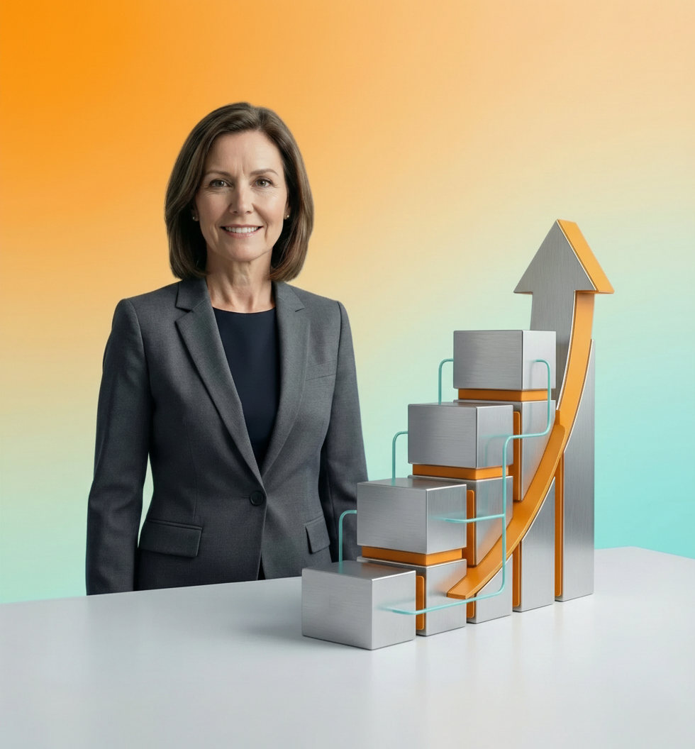 SalesDuo strategist beside a rising Amazon growth chart