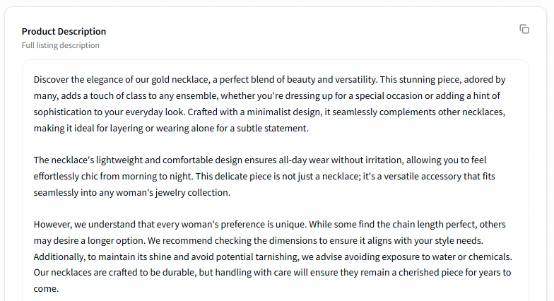 Optimised Amazon product description