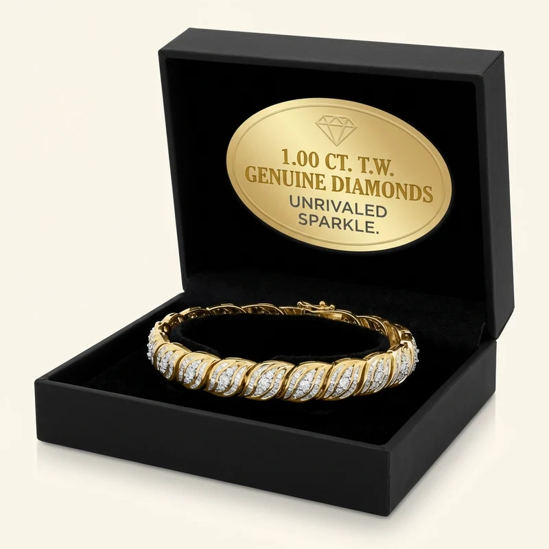 Detail page image of a diamond bracelet in a gift box