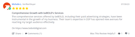 Client review for beBold Amazon Seller Central Management agency