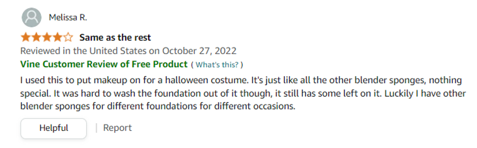 Sample of a critical Amazon Vine review comment