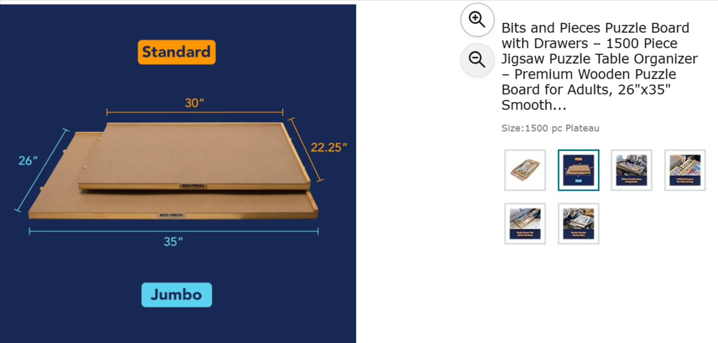 Bits & Pieces size and dimension product infographic