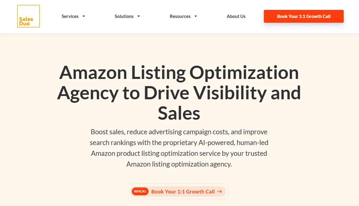 Amazon Listing Optimization Landing Page on SalesDuo