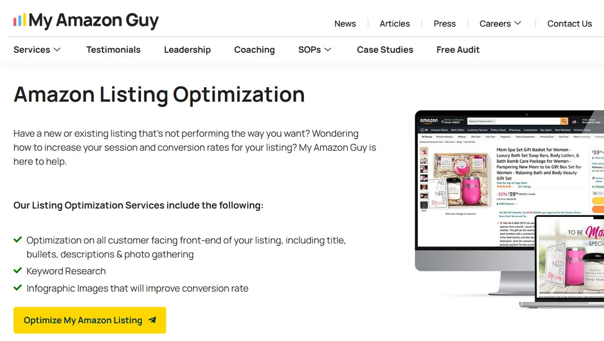 Amazon Listing Optimization Landing Page on My Amazon Guy