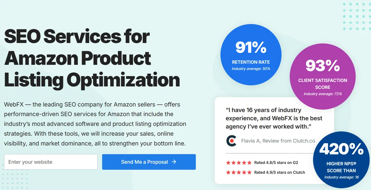 Amazon Listing Optimization Landing Page on WebFX