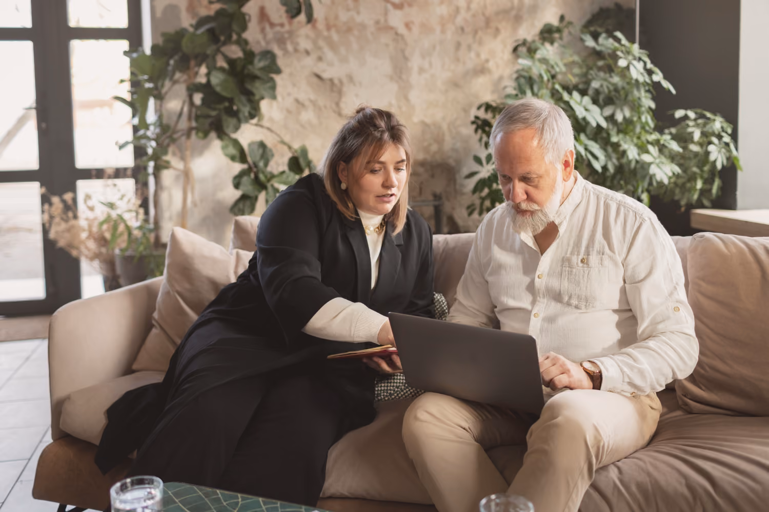 Couple approaching retirement while planning their future finances