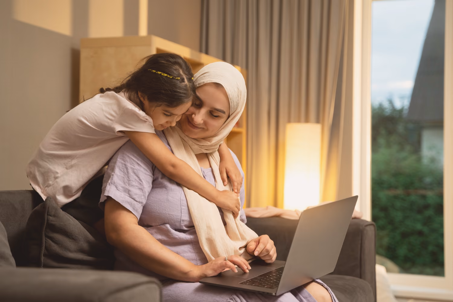 Parent and child representing long-term education and family planning