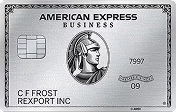 Silver American Express Business credit card featuring a Roman soldier helmet logo and chip.