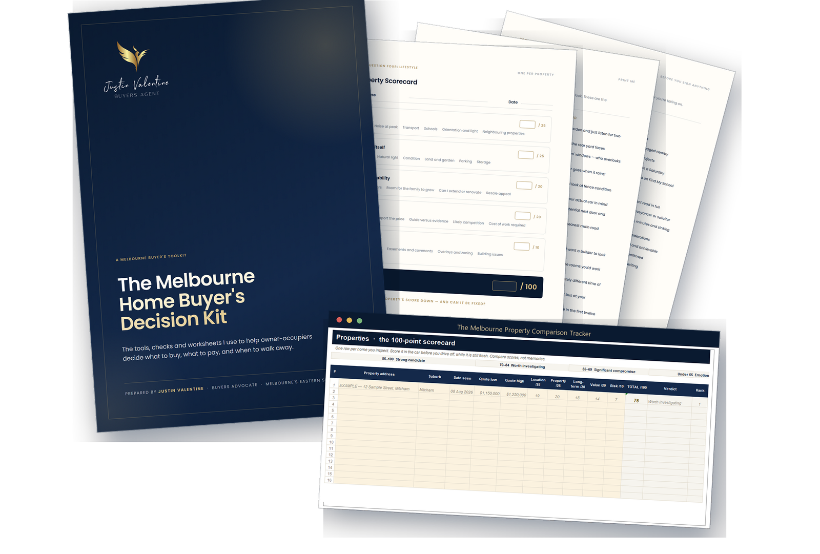 The Melbourne Home Buyer's Decision Kit, a 19-page guide and property comparison tracker