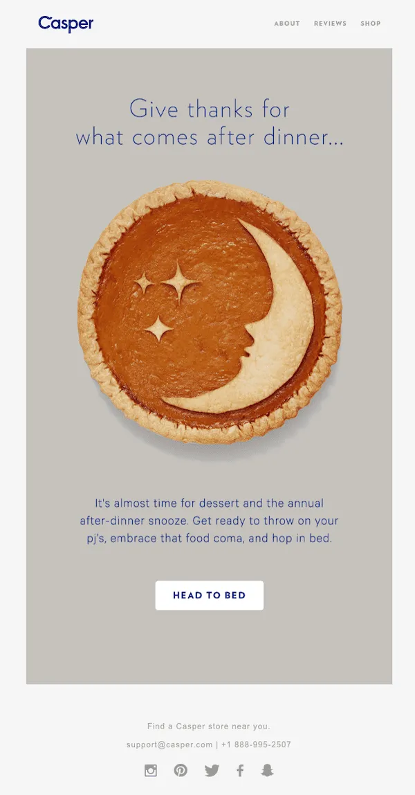 casper thanksgiving email marketing example_SmartrMail blog