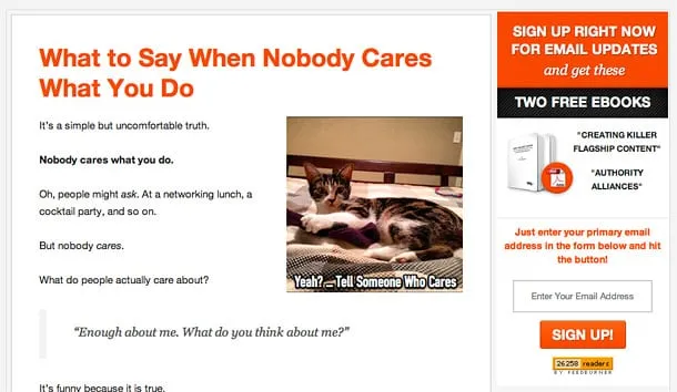 example of an email collection sidebar form