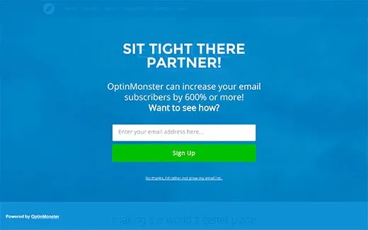 example of an email collection welcome gate