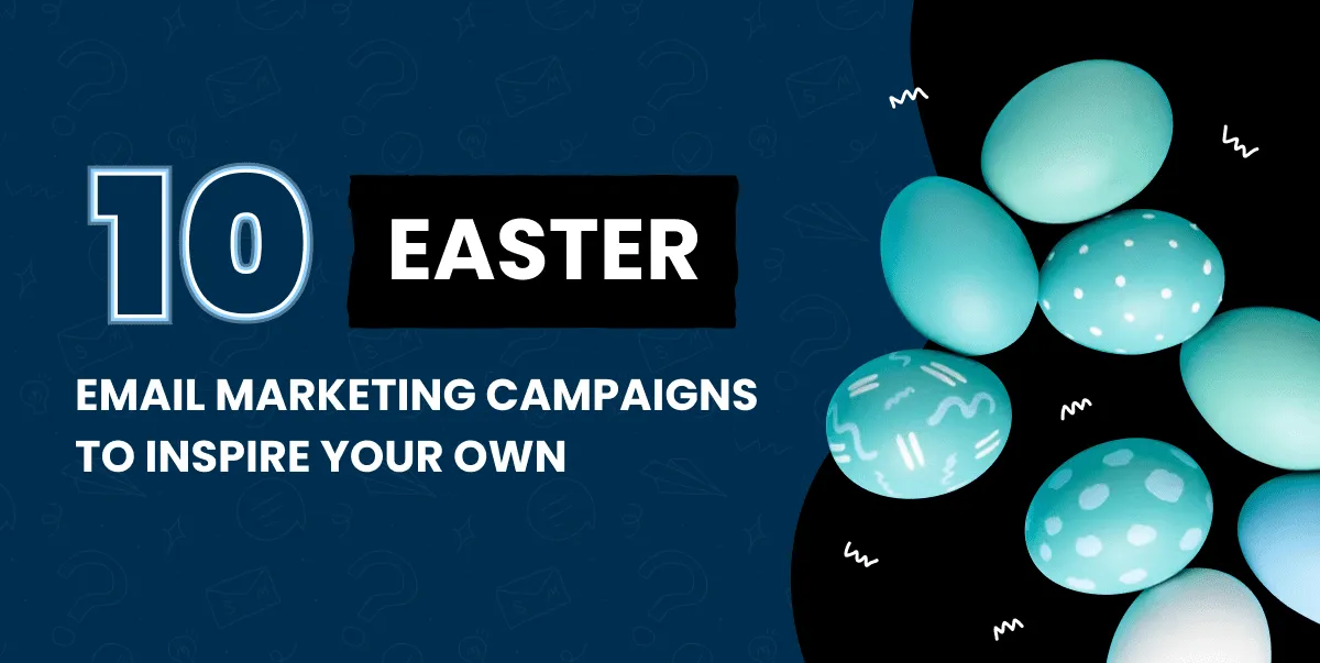 Pale turquoise decorated Easter eggs scattered on a dark navy background.