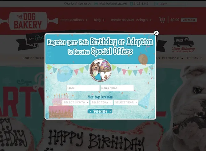 email marketing pop up