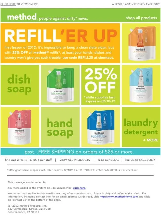 E-commerce automated refill email