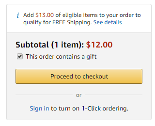 Screenshot of Amazon checkout process