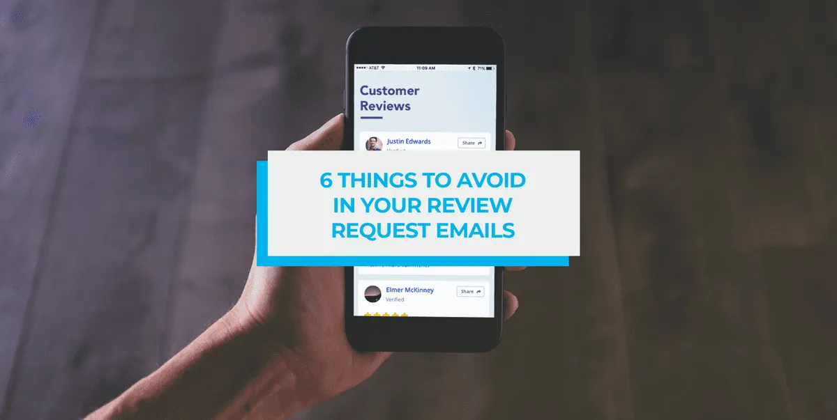 Hand holding a phone showing a list of customer reviews.