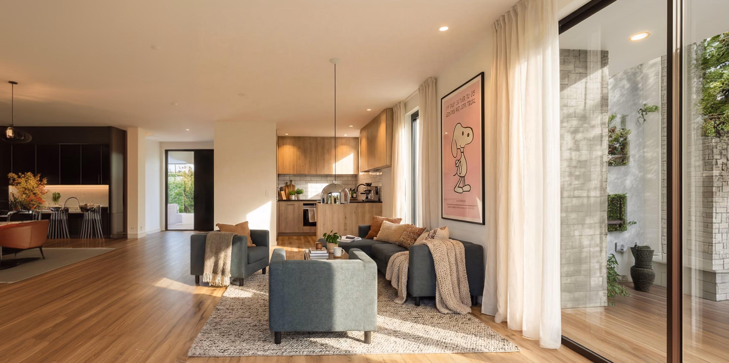 GFK modularer Bungalow Luftaufnahme mit Grundstück