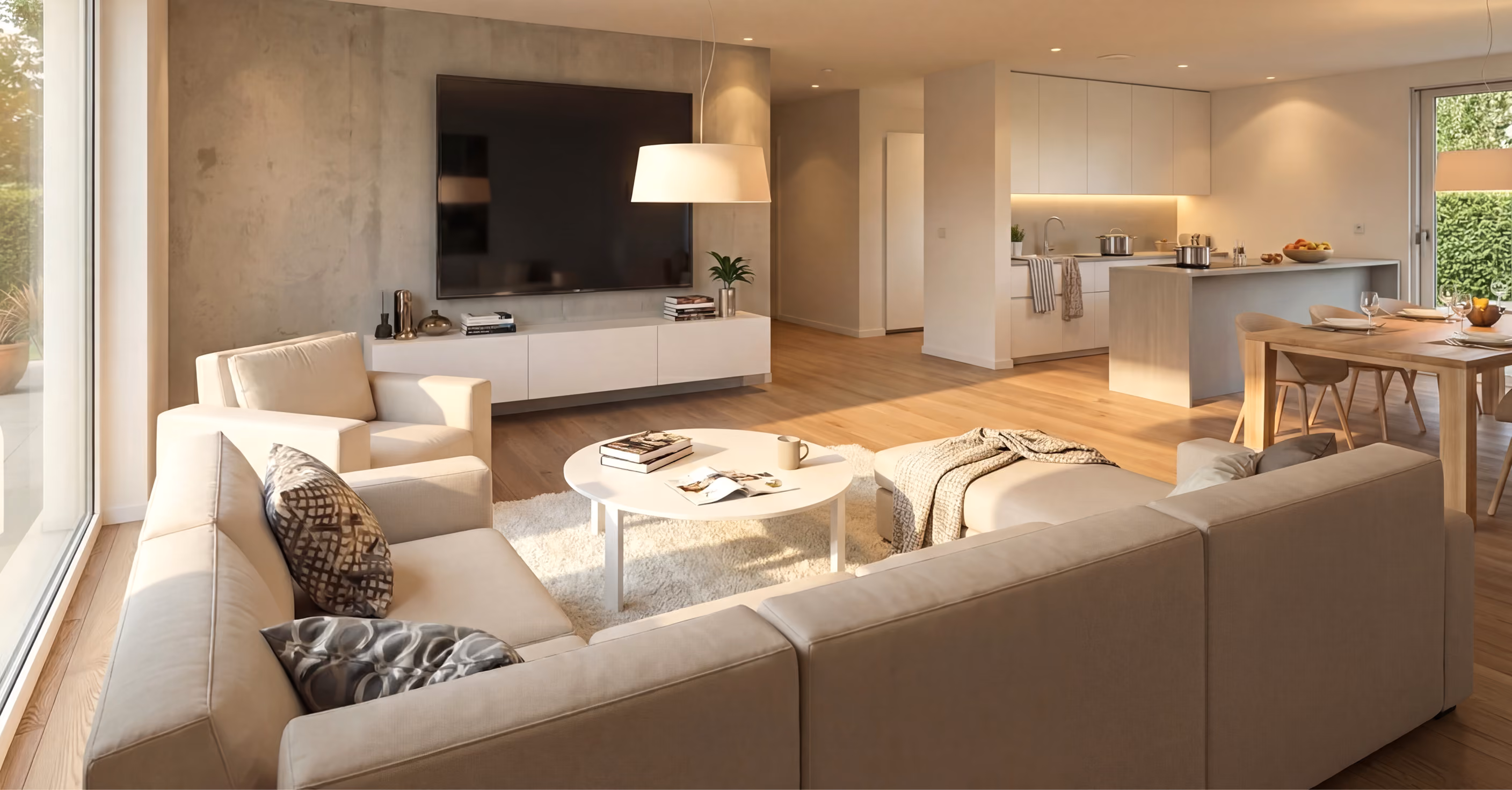 GFK Einfamilienhaus offene Wohnküche mit modernem Design