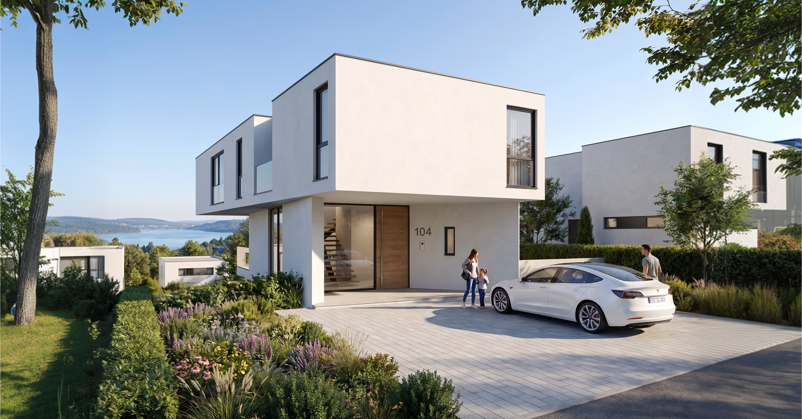 GFK weiße Architektenvilla mit visionrer Architektur