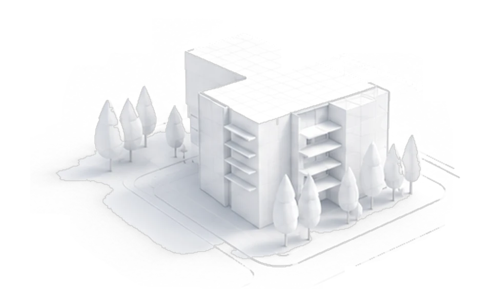 White study model of a scheme: carve and circulate for daylight