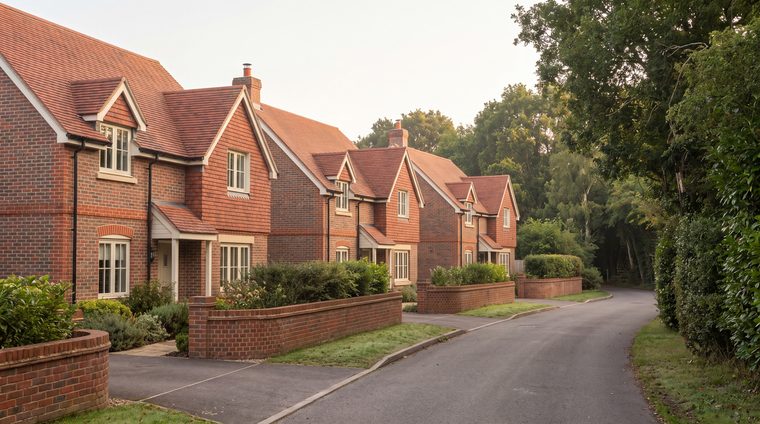 Homes on former Greene King pub land at the Royal Anchor, Liphook, by Rickett Architects