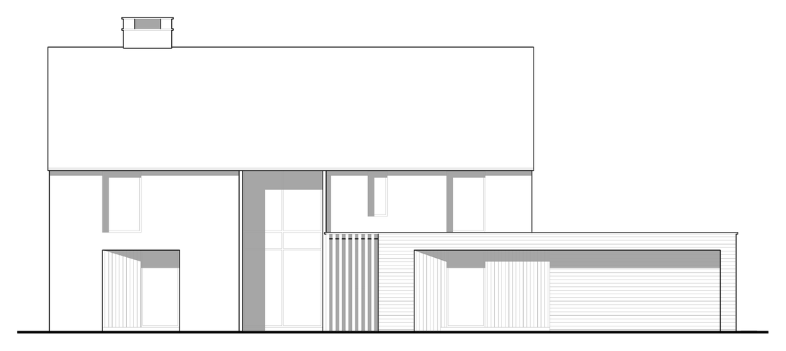 Rickett Architects proposed front elevation of the Type A1 house at Oakridge Lynch: a two-storey Cotswold stone house with a gabled roof, chimney and traditional window proportions