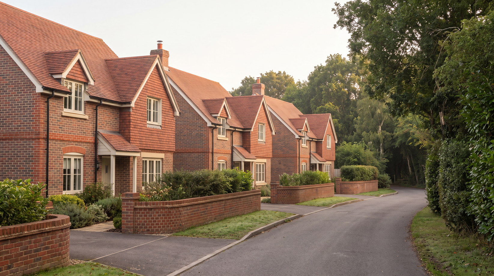 Homes on former Greene King pub land at the Royal Anchor, Liphook, by Rickett Architects