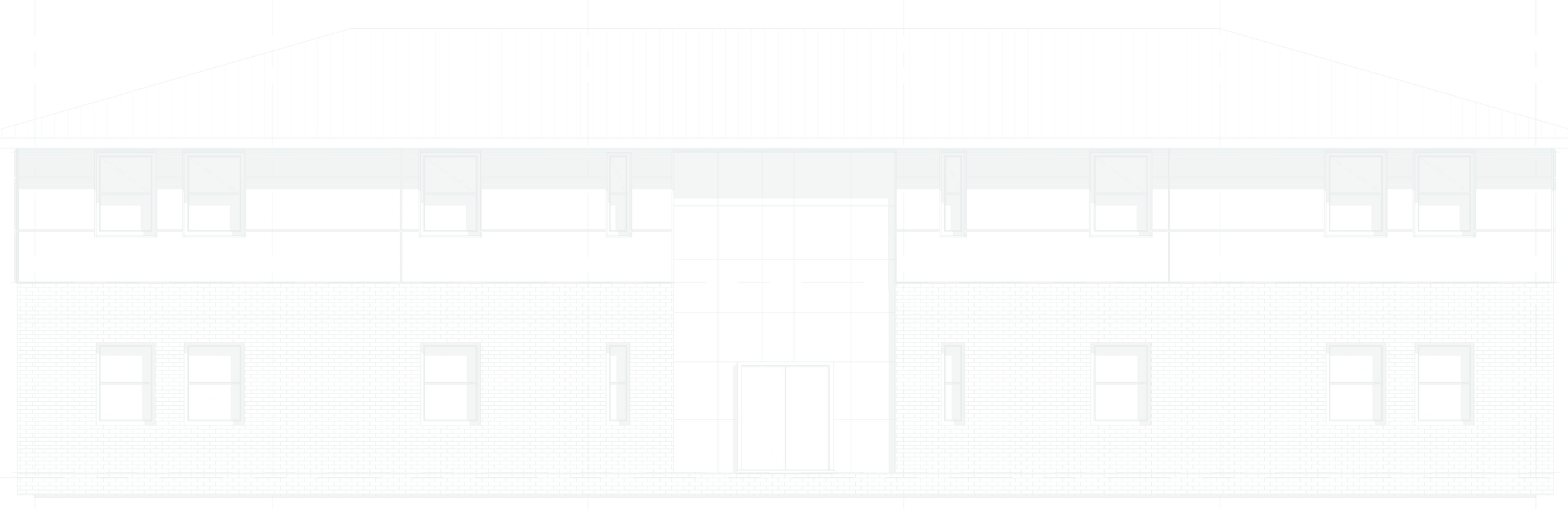 Rickett Architects drawing of the consented north elevation at Avonbury Business Park, Bicester: a two-storey office with the entrance bay at the centre, brick below and render above under a shallow hipped roof.