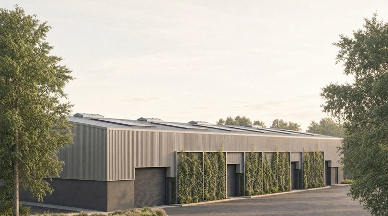 Visualisation of the consented warehouse extension at Aldridge Road, Perry Barr, by Rickett Architects