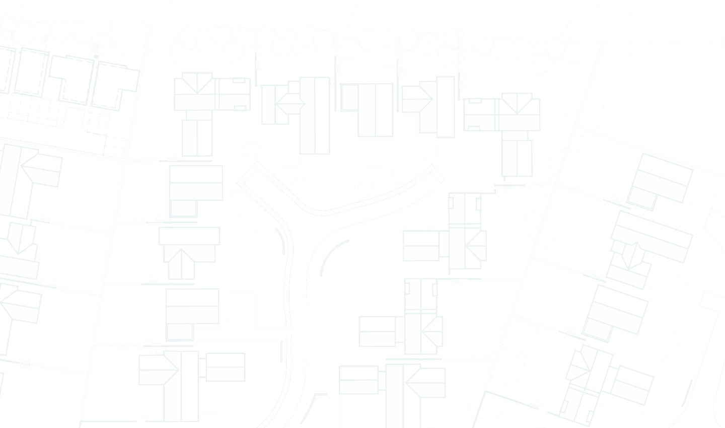 A closer view of the Rickett Architects approved site layout for Inwoods Park, Rugby: homes arranged around the internal streets, from the drawing granted at committee.