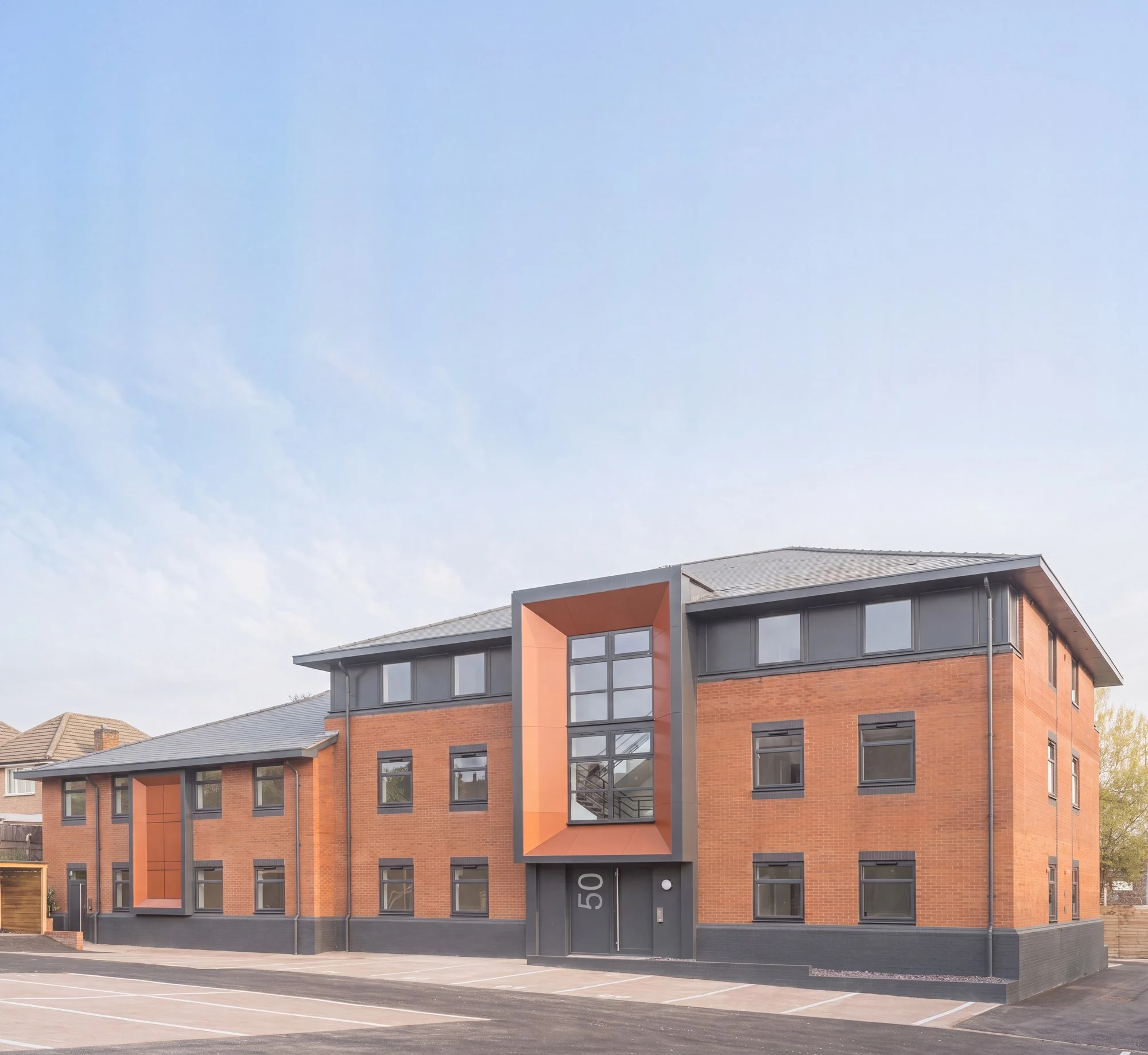 The completed Sheldon Court, Wagon Lane, Birmingham: two former office blocks converted to 64 apartments, by Rickett Architects